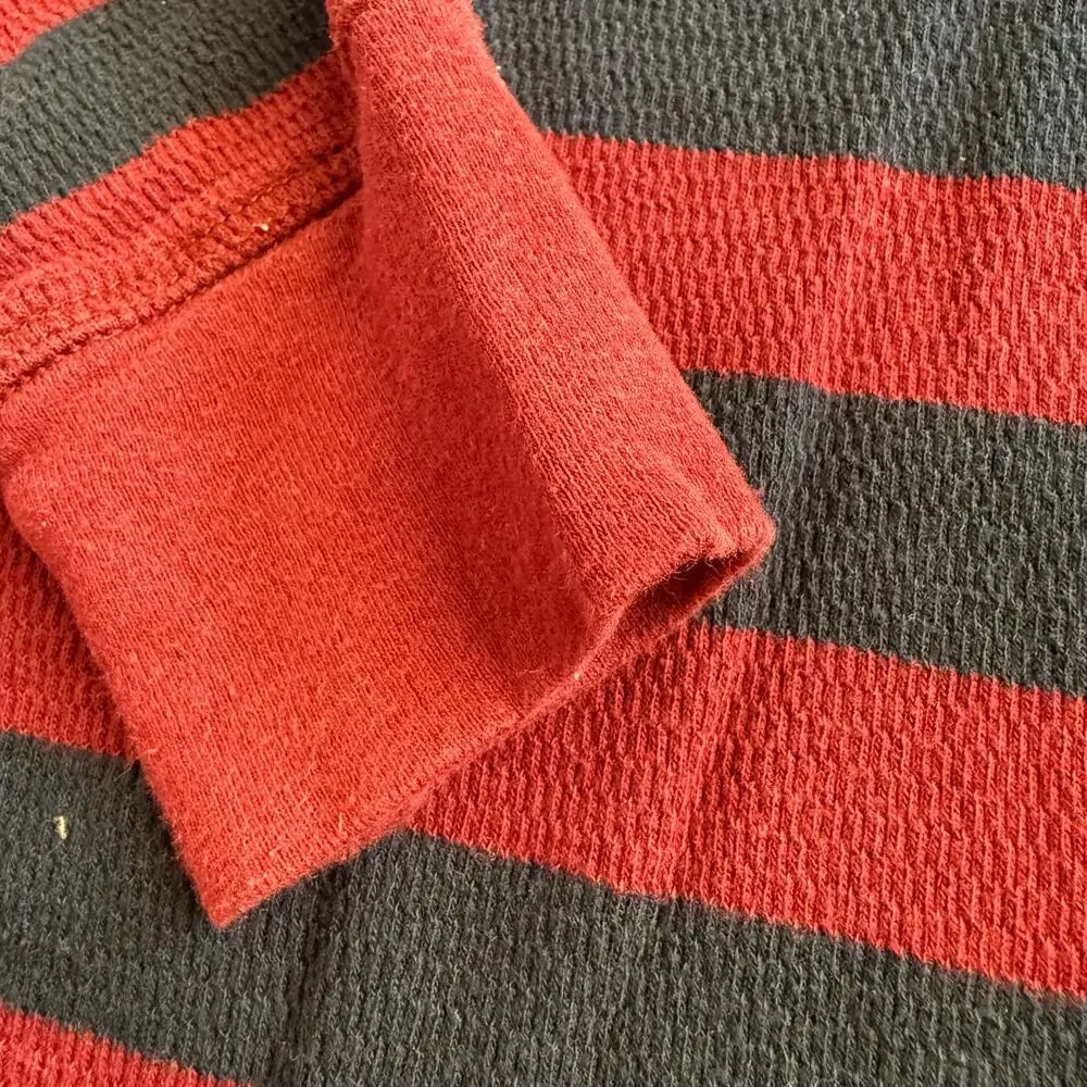 GAP Boy's Long Sleeve Thermal Shirt - Navy/Wine Stripe S 6-7